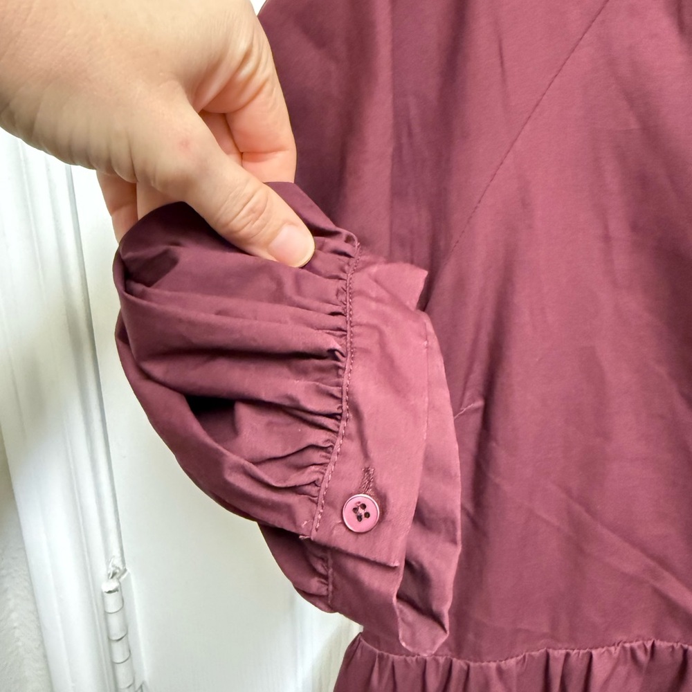 English Factory Tiered Burgundy Midi Dress - Picture 5 of 12